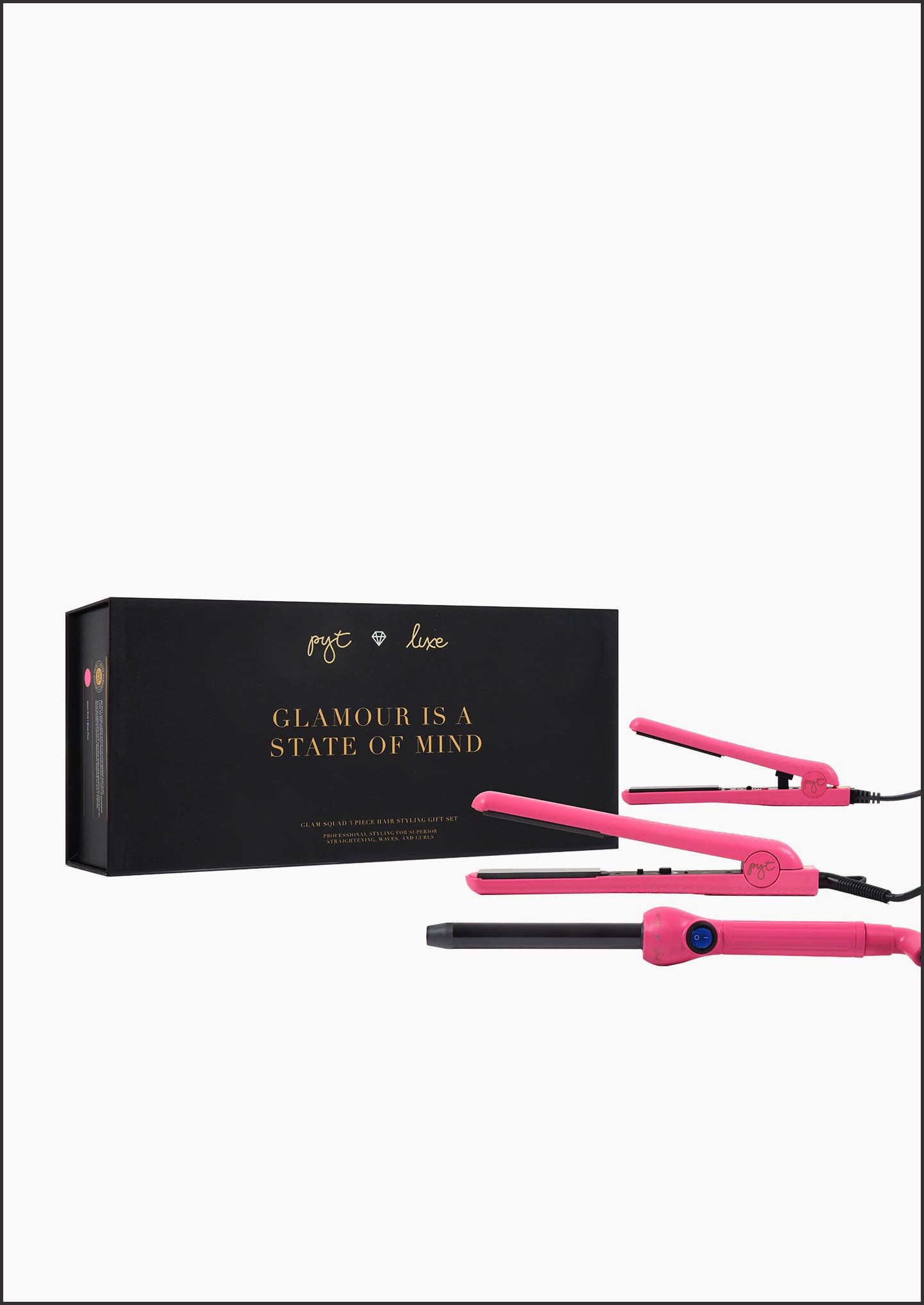 Lola Set - Neon Pink: Ceramic Styler, 19mm Curling Wand, Mini Styler