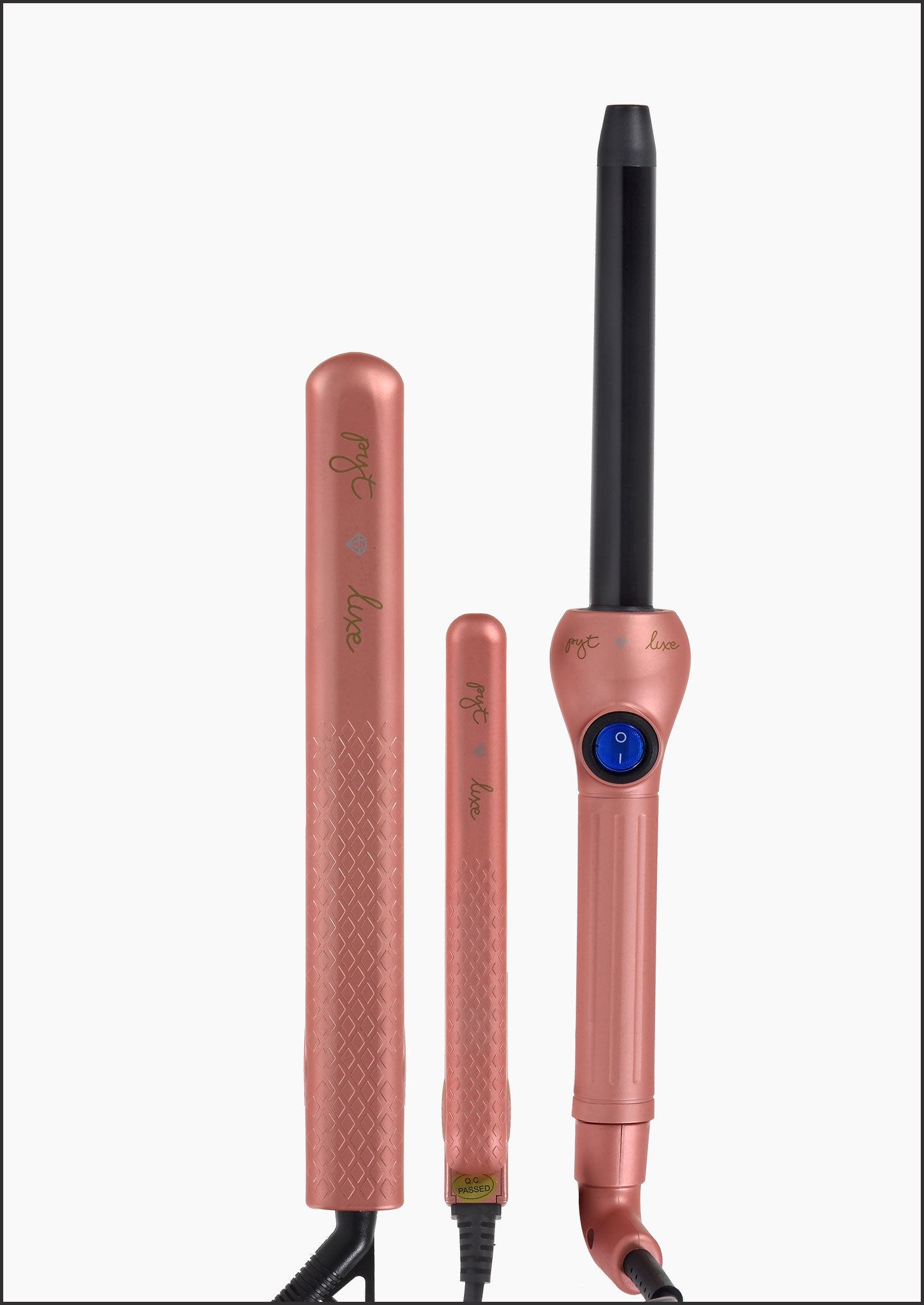 Lola Set - Rose Gold: Ceramic Styler, 19mm Curling Wand, Mini Styler