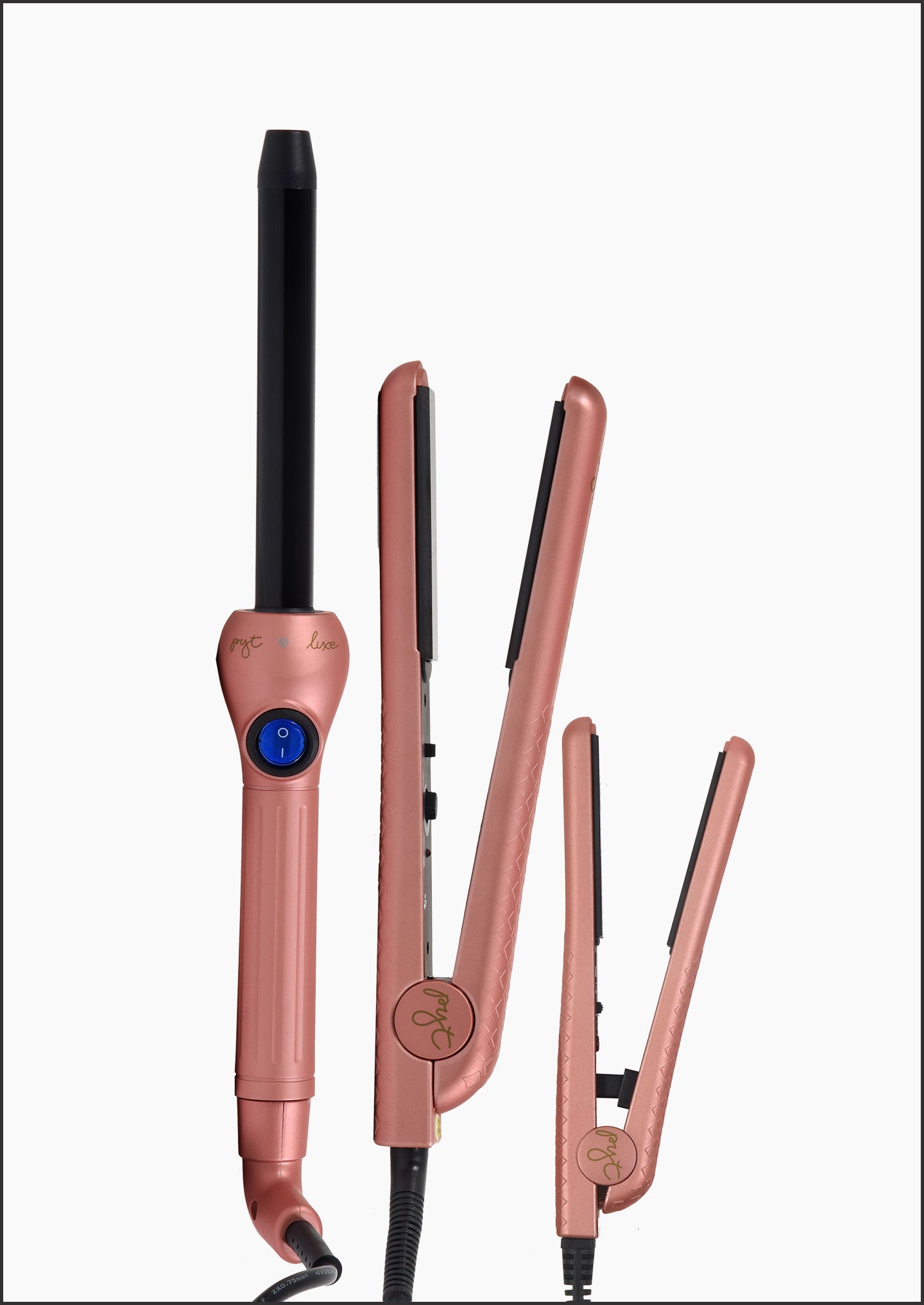 Lola Set - Rose Gold: Ceramic Styler, 19mm Curling Wand, Mini Styler