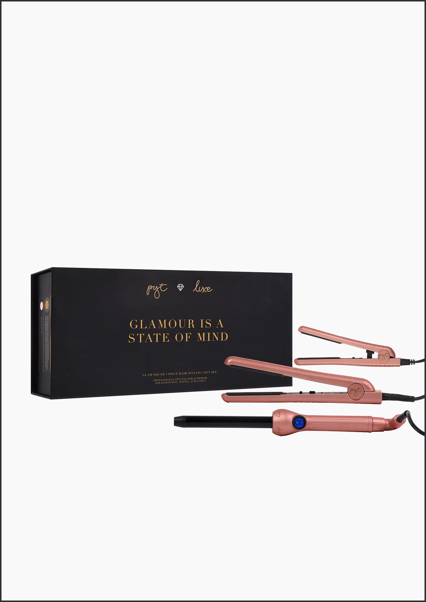 Lola Set - Rose Gold: Ceramic Styler, 19mm Curling Wand, Mini Styler