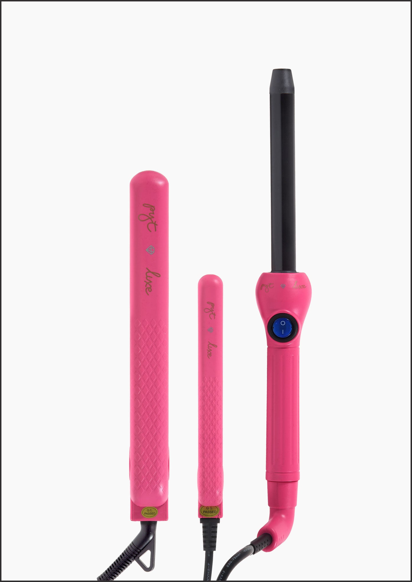 Lola Set - Neon Pink:  Ceramic Styler, 19mm Curling Wand, Mini Styler