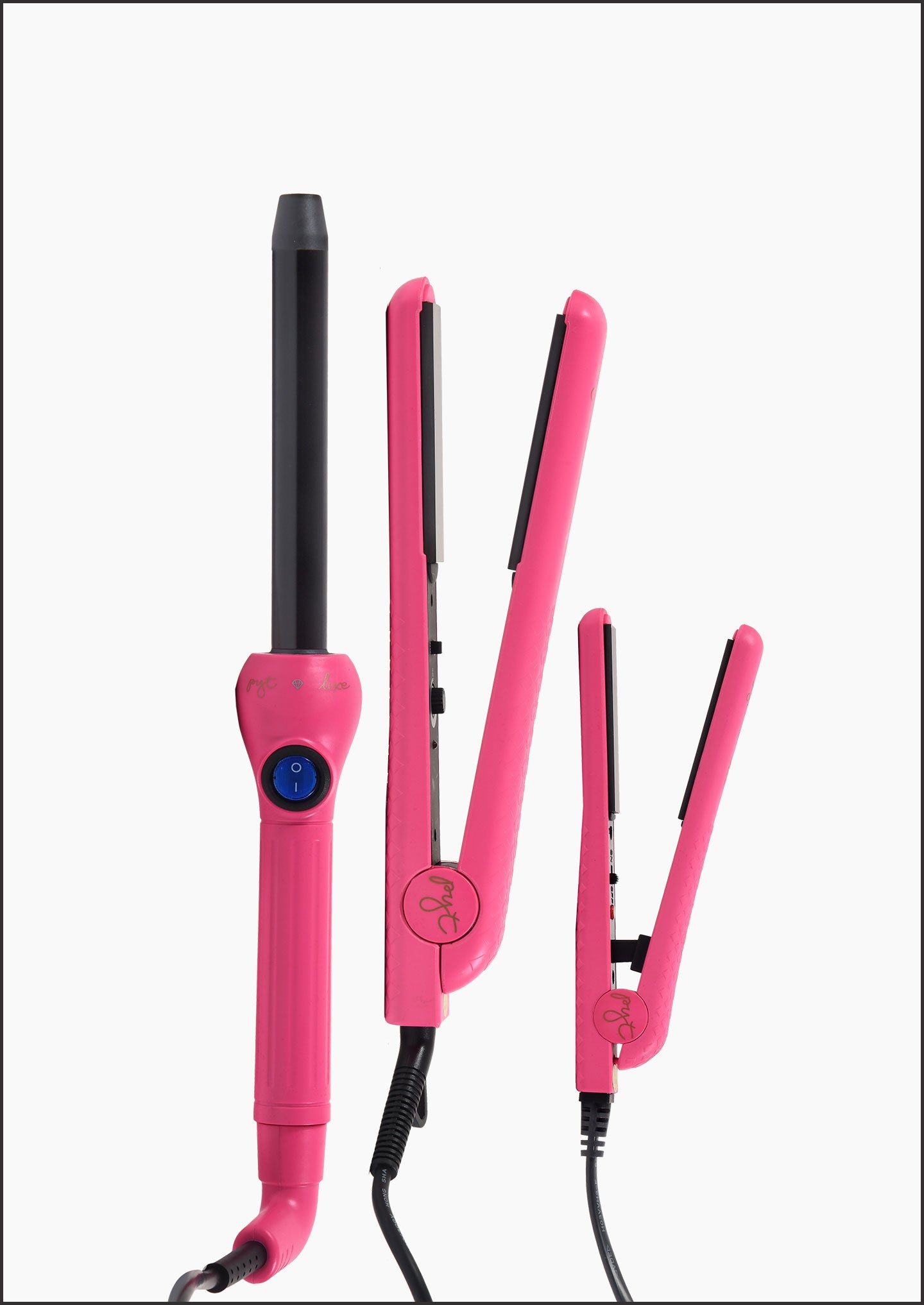 Lola Set - Neon Pink:  Ceramic Styler, 19mm Curling Wand, Mini Styler